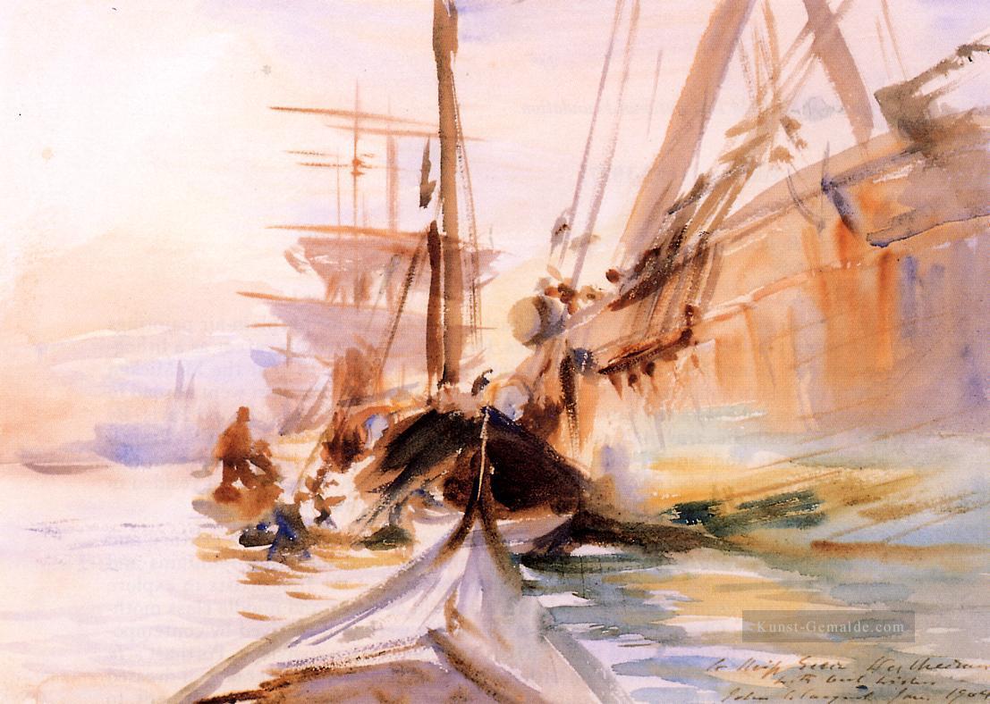 Entladen Boote Venedig John Singer Sargent Ölgemälde